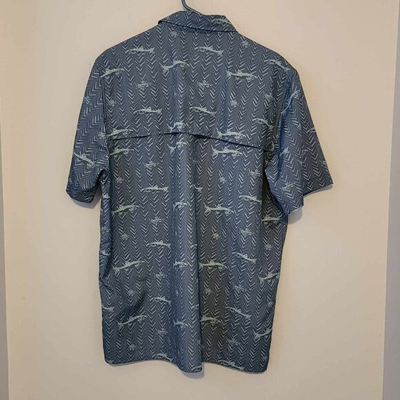 EUC Men's Chaps Shark Button Down (L) - Picture 4 of 4